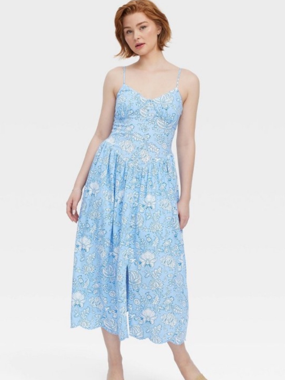 Roller Rabbit Light Blue Floral Midi Dress